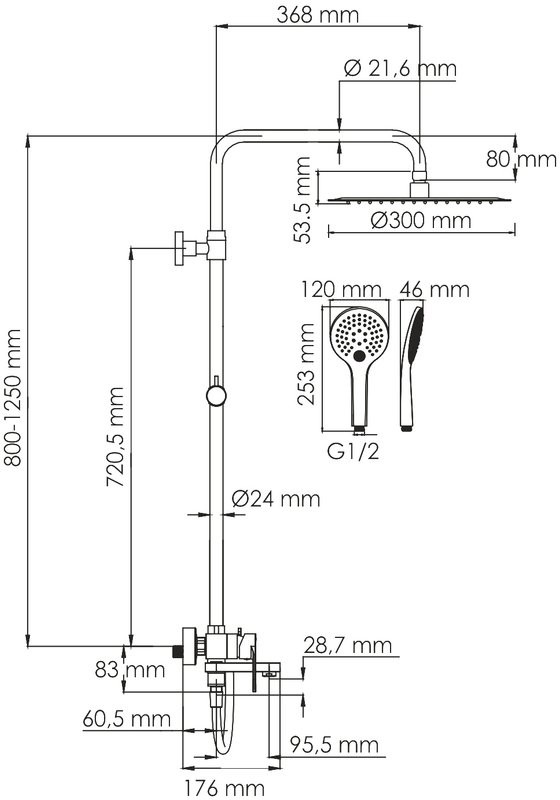 Душевая стойка Wasserkraft Mindel 8500 A185.161.155.WM белая