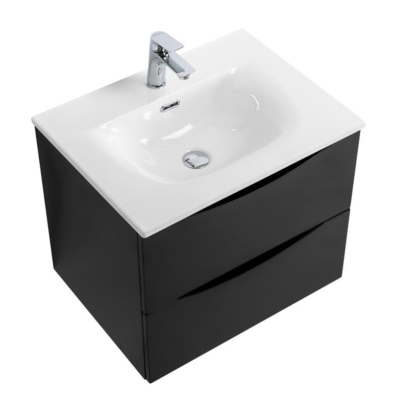 Тумба с раковиной BelBagno Marino-cer-n 70 подвесная, nero lucido