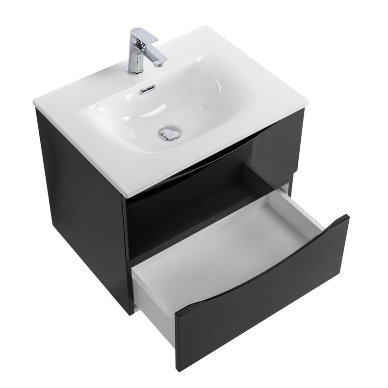 Тумба с раковиной BelBagno Marino-cer-n 70 подвесная, nero lucido