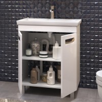 Тумба с раковиной Vigo Plaza 60 2 дверцы, белая, раковина Como 60