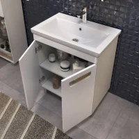 Тумба с раковиной Vigo Plaza 60 2 дверцы, белая, раковина Como 60
