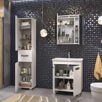 Тумба с раковиной Vigo Plaza 60 2 дверцы, белая, раковина Como 60