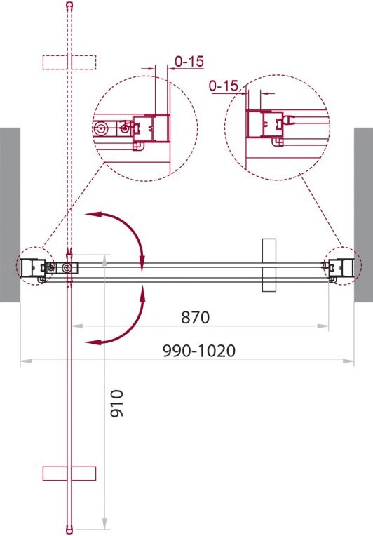 Душевая дверь в нишу BelBagno Marmi B-1-100-C-Cr