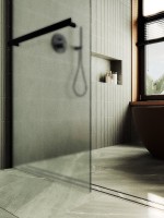 Душевая перегородка Maybahglass MGD-731-6ш 79 см, профиль черный, стекло сатин