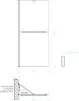 Душевая перегородка Maybahglass MGD-731-6ш 79 см, профиль черный, стекло сатин