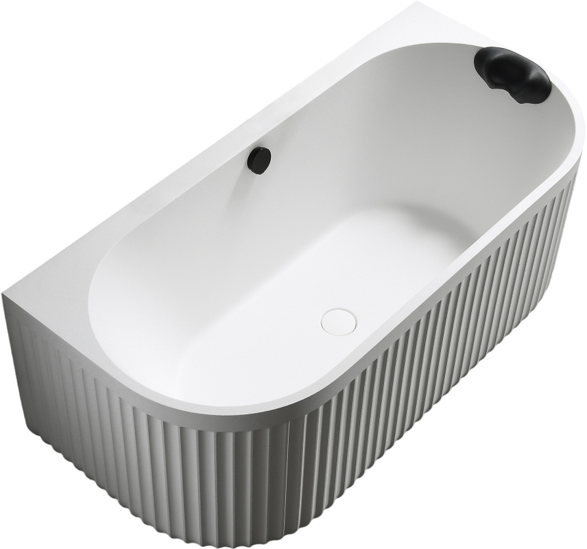 Ванна из искусственного камня Abber Leipzig AM9916 170x70 см, пристенная, матовая белая, с каркасом, с подголовником