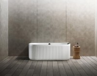 Ванна из искусственного камня Abber Leipzig AM9916 170x70 см, пристенная, матовая белая, с каркасом, с подголовником