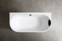 Ванна из искусственного камня Abber Leipzig AM9916 170x70 см, пристенная, матовая белая, с каркасом, с подголовником