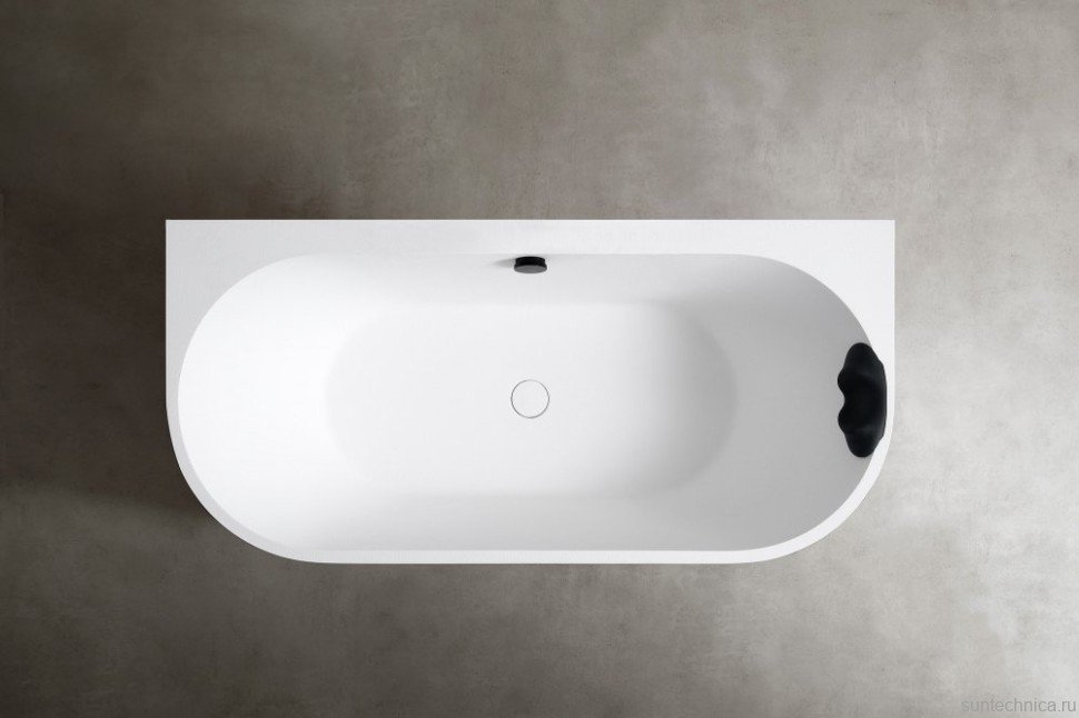 Ванна из искусственного камня Abber Leipzig AM9916 170x70 см, пристенная, матовая белая, с каркасом, с подголовником