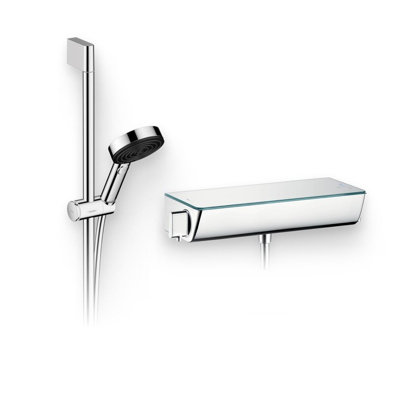 Душевой комплект Термостат Hansgrohe Ecostat Select 13161000 для душа + Гарнитур Pulsify Relaxation 105 3jet 24160000 хром