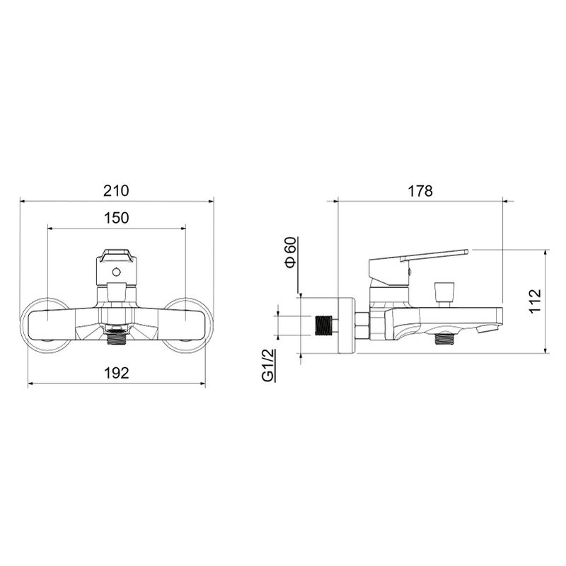 Смеситель для ванны с душем AQUATEK Лугано AQ1740CR хром