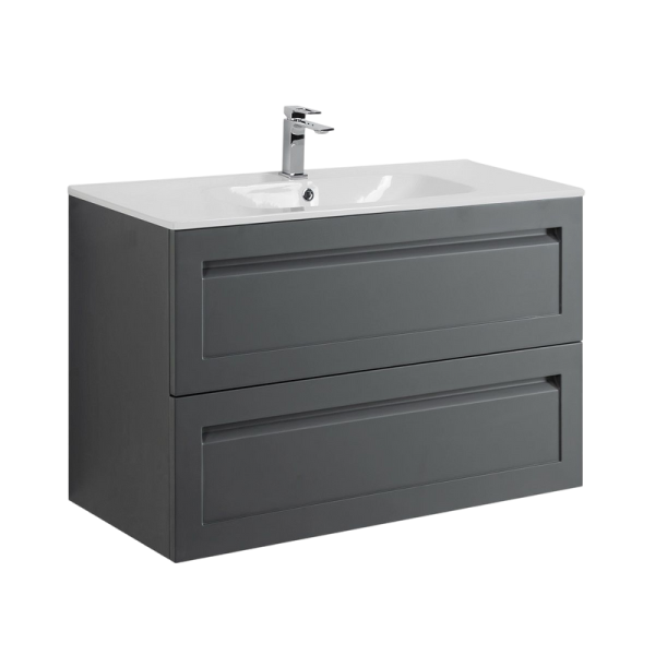 Тумба с раковиной Art&Max Platino 90 подвесная, серая матовая