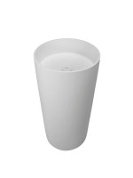 Раковина напольная Abber Stein AS2516 40 глянцевая белая, круглая, моноблок, искусственный камень