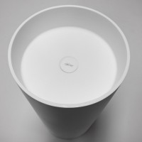 Раковина напольная Abber Stein AS2516 40 глянцевая белая, круглая, моноблок, искусственный камень