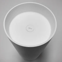 Раковина напольная Abber Stein AS2516 40 глянцевая белая, круглая, моноблок, искусственный камень