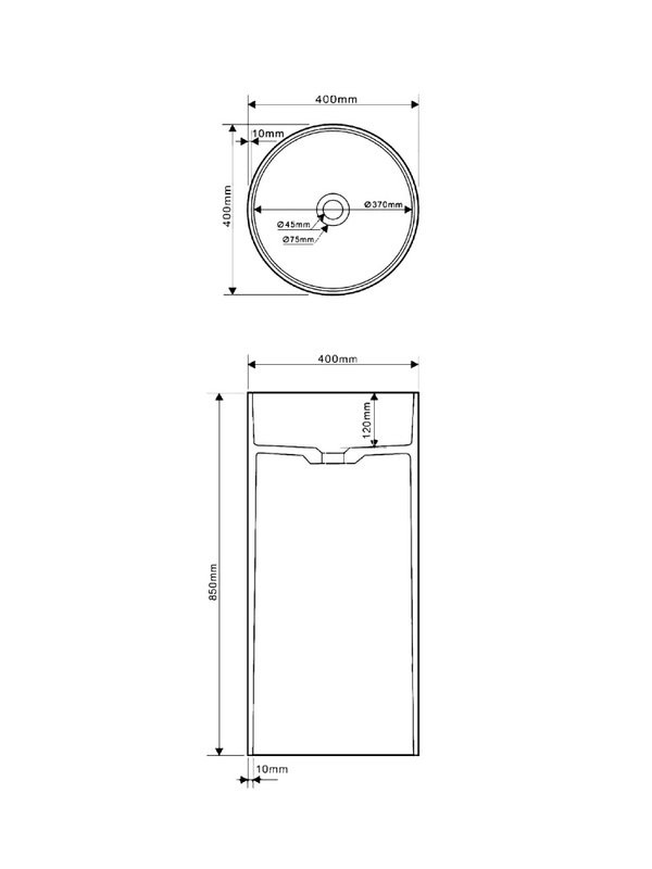 Раковина напольная Abber Stein AS2516 40 глянцевая белая, круглая, моноблок, искусственный камень