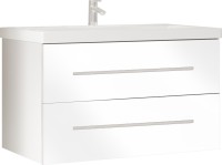 Мебель для ванной комнаты Marka One Mix 80П с 2 ящиками, белый глянец, ручки рейлинг