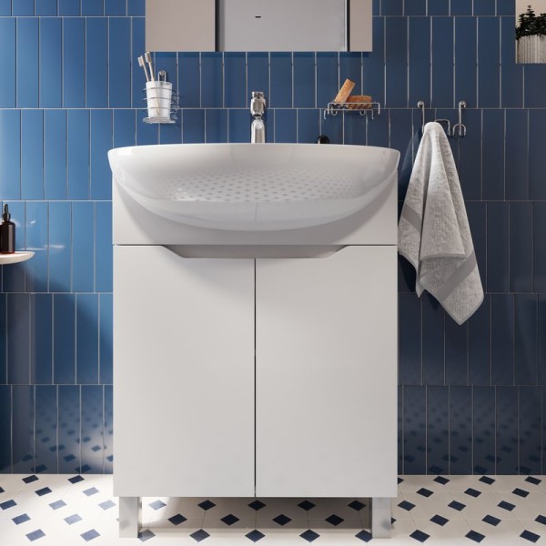 Тумба с раковиной DIWO Адлер 65 напольная, глянцевая белая