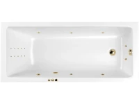 Акриловая ванна WHITECROSS Wave Smart Nano 160x70 см, встраиваемая, с гидромассажем, белый глянец, с каркасом, со сливом-переливом, фурнитура золото