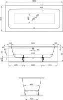Стальная ванна Bette One 180x80 см, встраиваемая, на ножках, с самоочищающимся покрытием, с шумоизоляцией