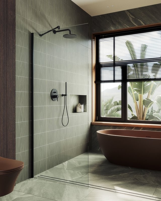 Душевая перегородка Maybahglass MGD-701-6ш 69 см, профиль черный, стекло прозрачное