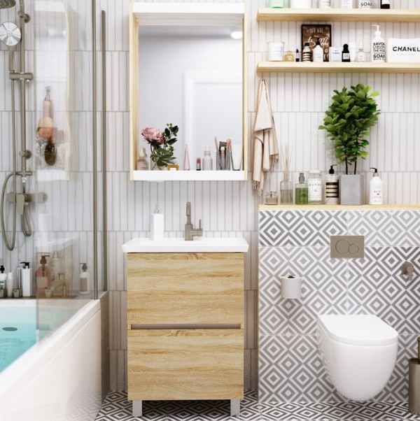 Мебель для ванной комнаты 1MarKa Aris 70Н напольная, дуб сонома