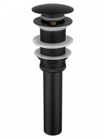 Донный клапан для раковины Wonzon & Woghand WW-88SS04-MB без перелива, матовый черный