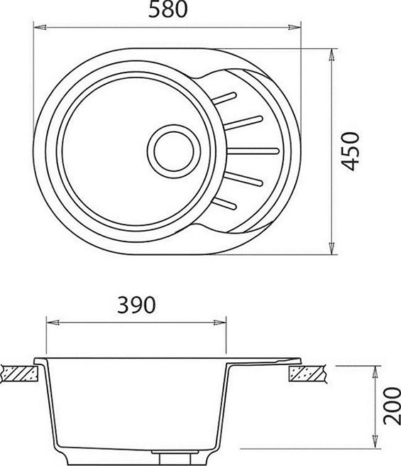 Мойка кухонная GranFest Rondo GF-R580L черный
