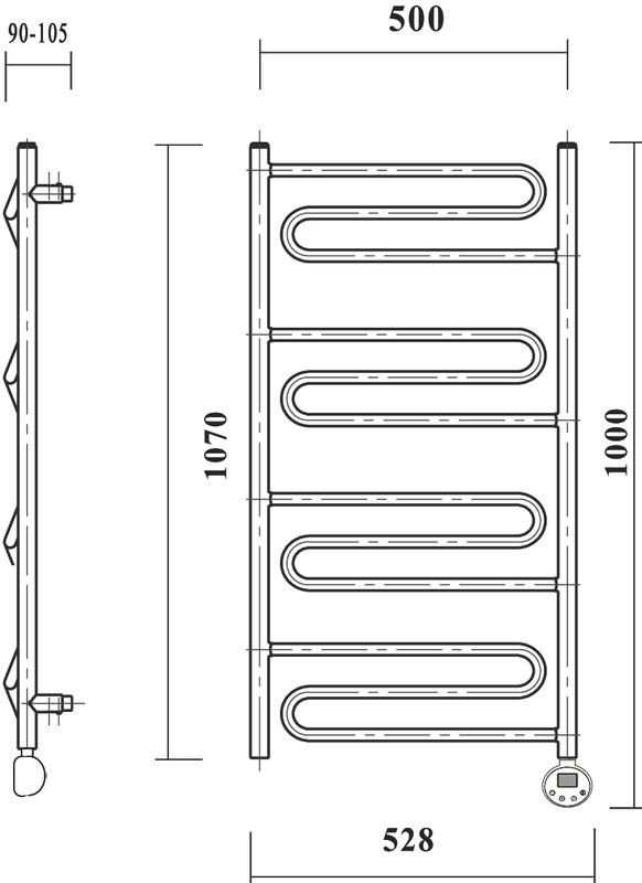 Полотенцесушитель электрический Domoterm Офелия П12 50x100, хром, L