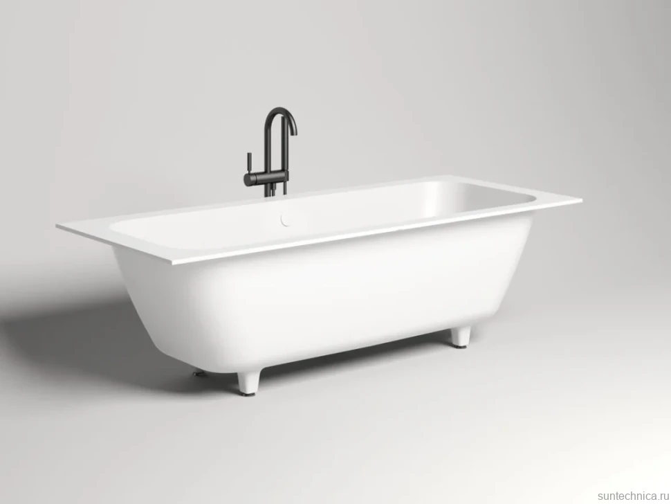 Ванна из искусственного камня Salini Orlanda Axis S-Stone 180x80 см, встраиваемая, матовая белая, на ножках