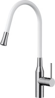 Комплект Мойка Paulmark Vista PM904438-BS брашированная нержавеющая сталь + Смеситель Omoikiri Yatomi с гибким изливом нержавеющая сталь, белый