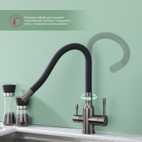 Смеситель для кухни с подключением фильтра Raglo R81.64.09, графит Смеситель для кухни с подключением фильтра Raglo R81.64.09, графит