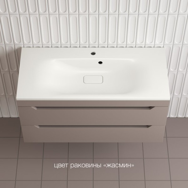 Тумба с раковиной Style Line Остин 100 подвесная, тауп темный эмаль plus, раковина Фортуна 100 жасмин