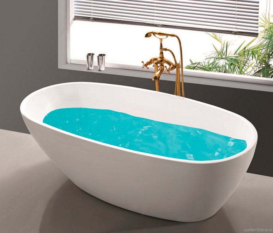 Акриловая ванна Esbano Sophia 170x85 см, отдельностоящая, белая, овальная, со сливом-переливом