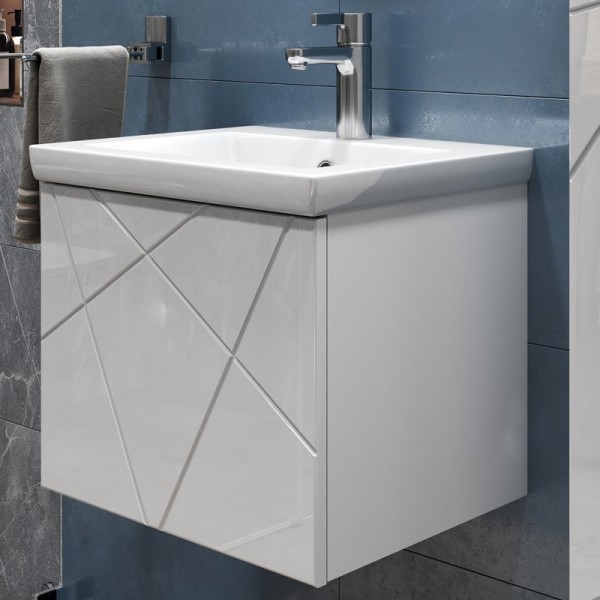 Тумба с раковиной Vigo Geometry 50 подвесная, белая, раковина Como 50