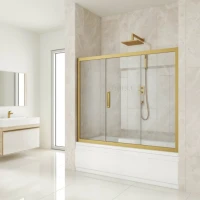Шторка на ванну Kubele DE019 P3-CLN-BR 170х150 см, профиль бронза