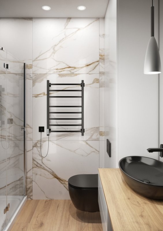 Полотенцесушитель электрический Ника Step-2 80/50 черный матовый, L