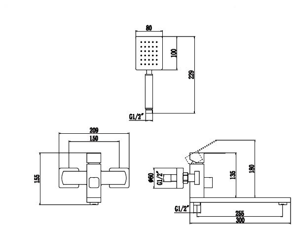 Смеситель с длинным изливом для ванны Fmark FS8124H черный