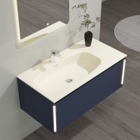 Тумба с раковиной Black&White Universe 100 подвесная, P14 dark blue, с подсветкой