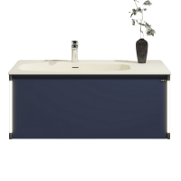 Тумба с раковиной Black&White Universe 100 подвесная, P14 dark blue, с подсветкой