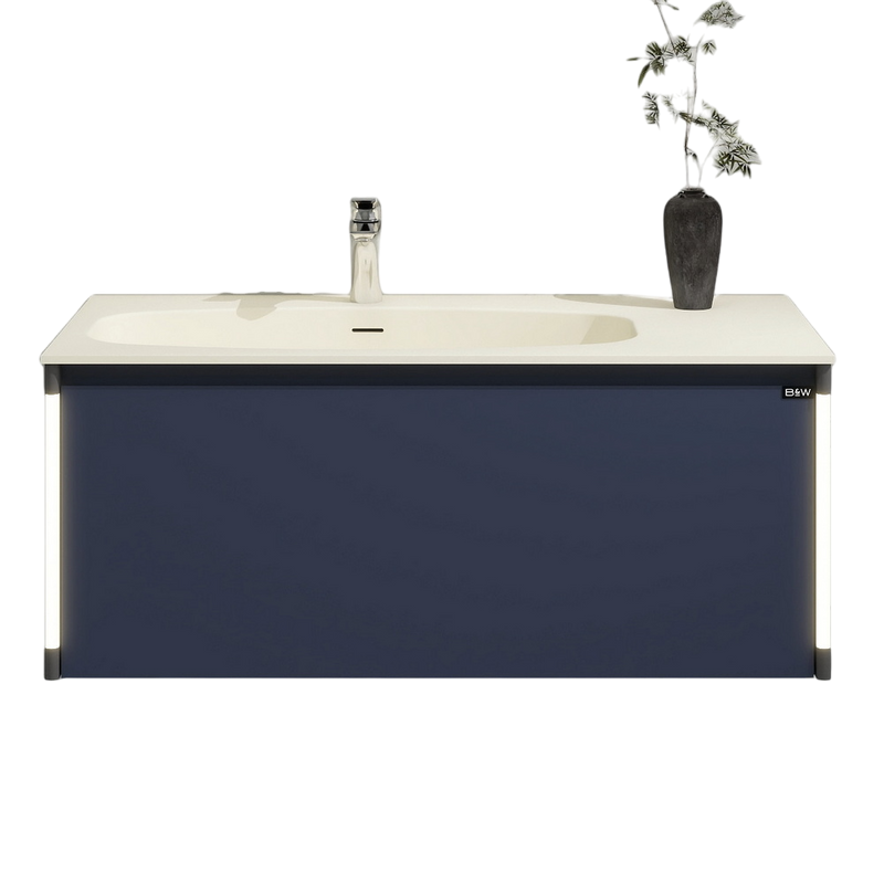 Тумба с раковиной Black&White Universe 100 подвесная, P14 dark blue, с подсветкой