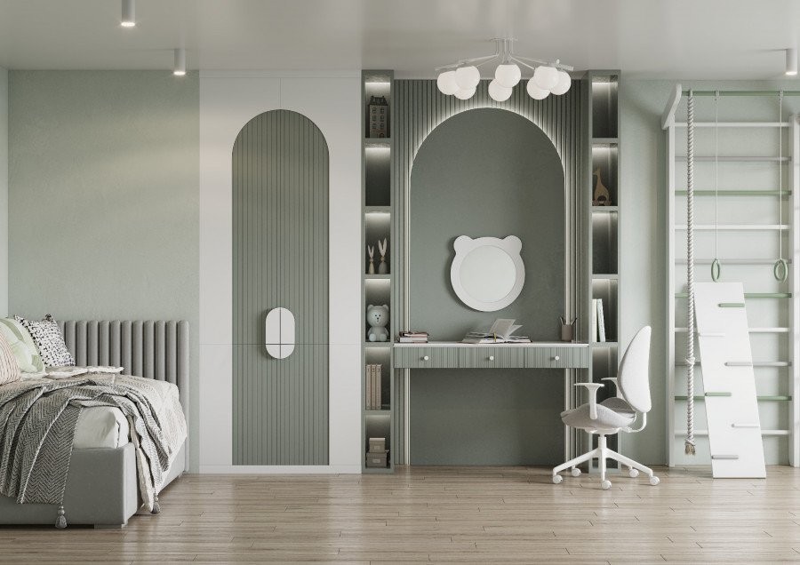 Зеркало AQUATON Каспер Мишка круглое, белое матовое