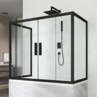 Шторка на ванну Kubele DE019 P4U-CLN-BLMT, 165х70 см, профиль матовый черный
