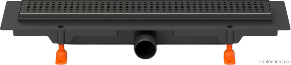 Душевой трап (лоток) MCH Chudej Basik CH350BC 35 см, решетка матовая черная, с сифоном