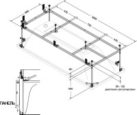 Акриловая ванна Cezares Eco 180x80 см, пристенная, белая, с каркасом