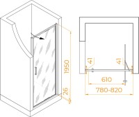 Душевая дверь в нишу RGW Stilvoll SV-05B 80 см, профиль матовый черный, стекло smart line matt