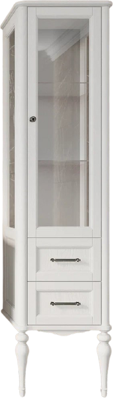 Шкаф пенал для ванной ValenHouse Эстетика R, витрина, белый, ручки хром