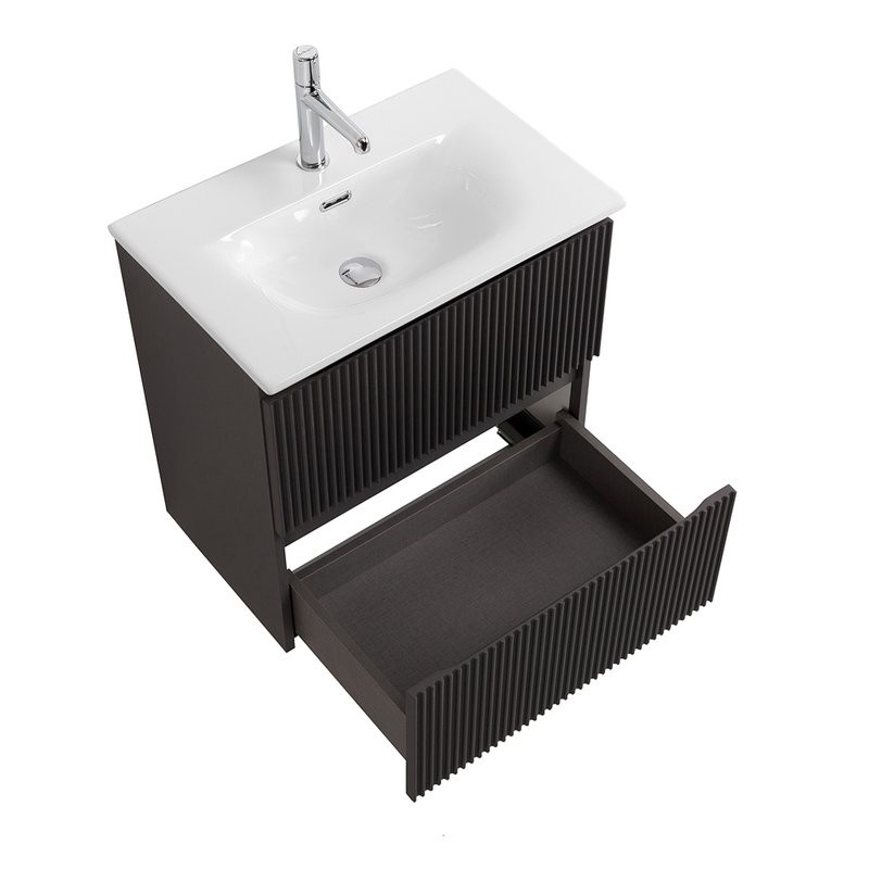 Мебель для ванной комнаты BelBagno Uno-mini 60 подвесная, 2 ящика, матовая темно-серая