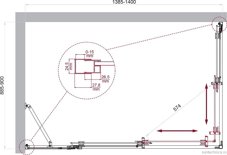 Душевой уголок BelBagno Luce AH-21-140/90-C-Cr профиль хром, стекло прозрачное