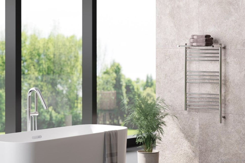 Полотенцесушитель электрический Сунержа Богема 3.1 00-6007-8050 90x55 см, подключение справа, без покрытия, лесенка, с полкой